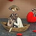 Purple Miniature Cute Couple Statue Girl On Boy's