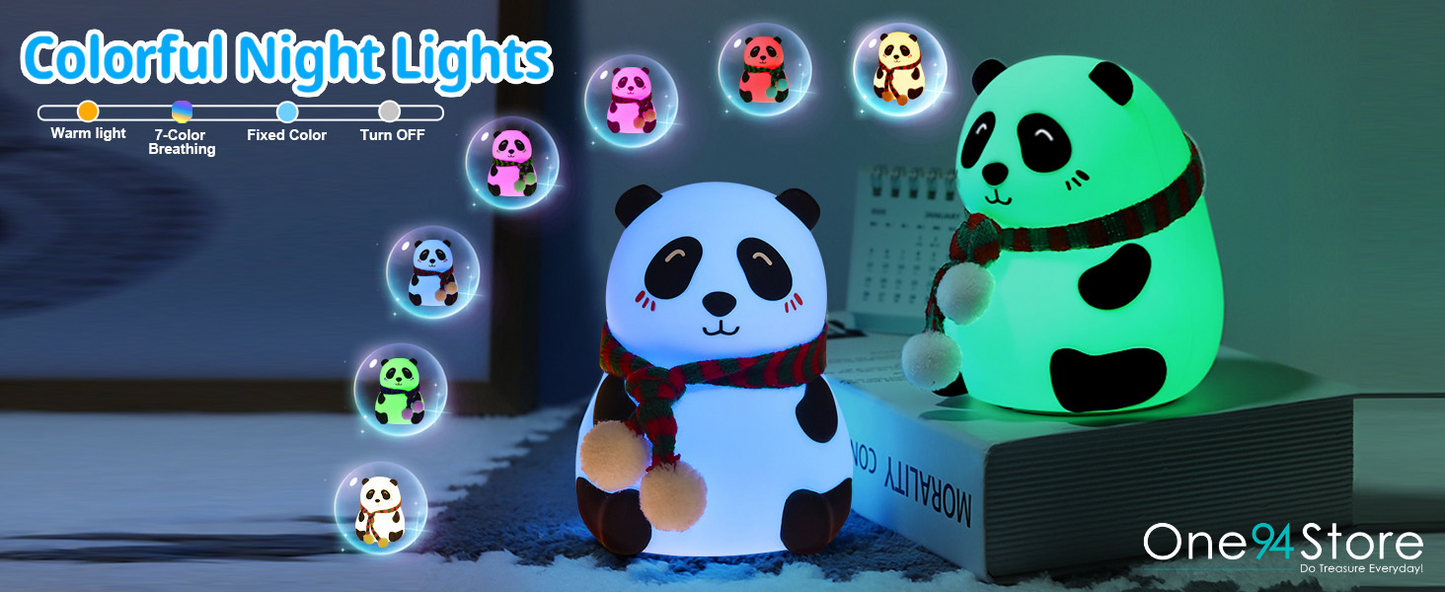 One94Store Rechargeable Silicone Panda Night Light for Kids