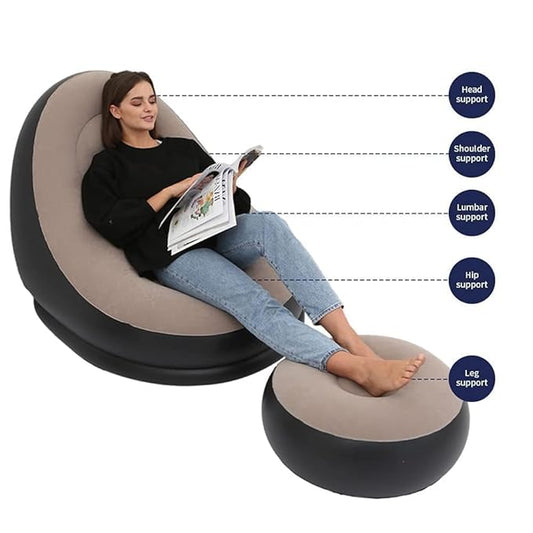 Daily Needs Inflatable Lounge Chair for Adults with footstool with air pump