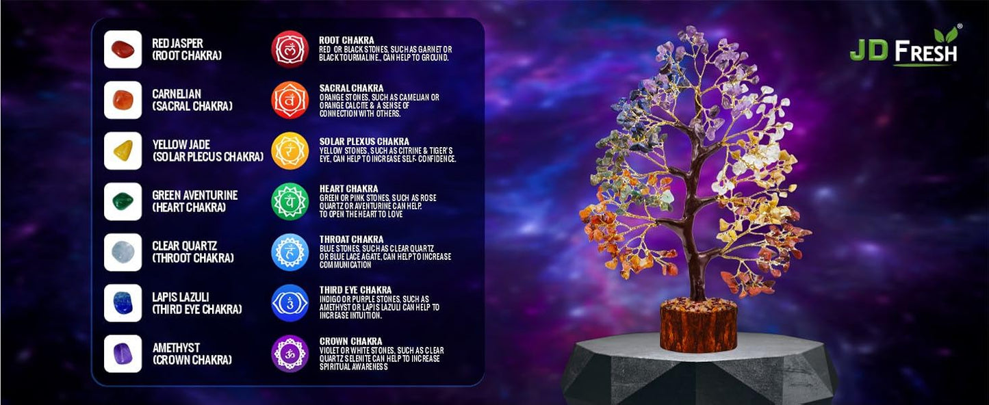 JD FRESH 300 Beads Crystal Tree/7 Chakra Crystal Tree
