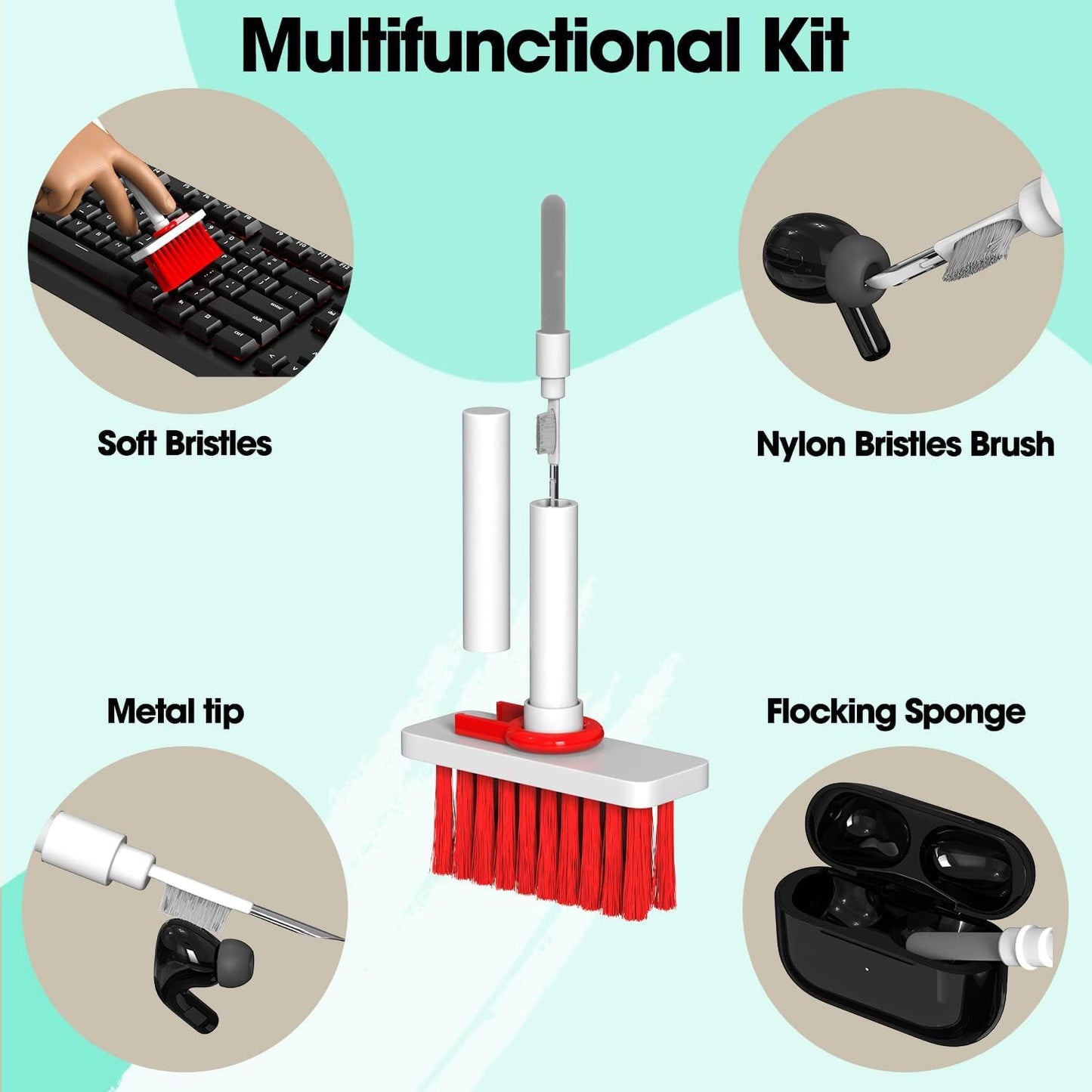 Sounce 5-in-1 Multi-Function Laptop Cleaning Brush/Keyboard Cleaning kit/Gadget Cleaning kit Gap Duster Key