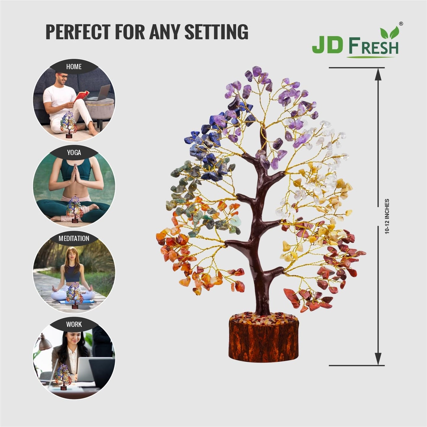 JD FRESH 300 Beads Crystal Tree/7 Chakra Crystal Tree