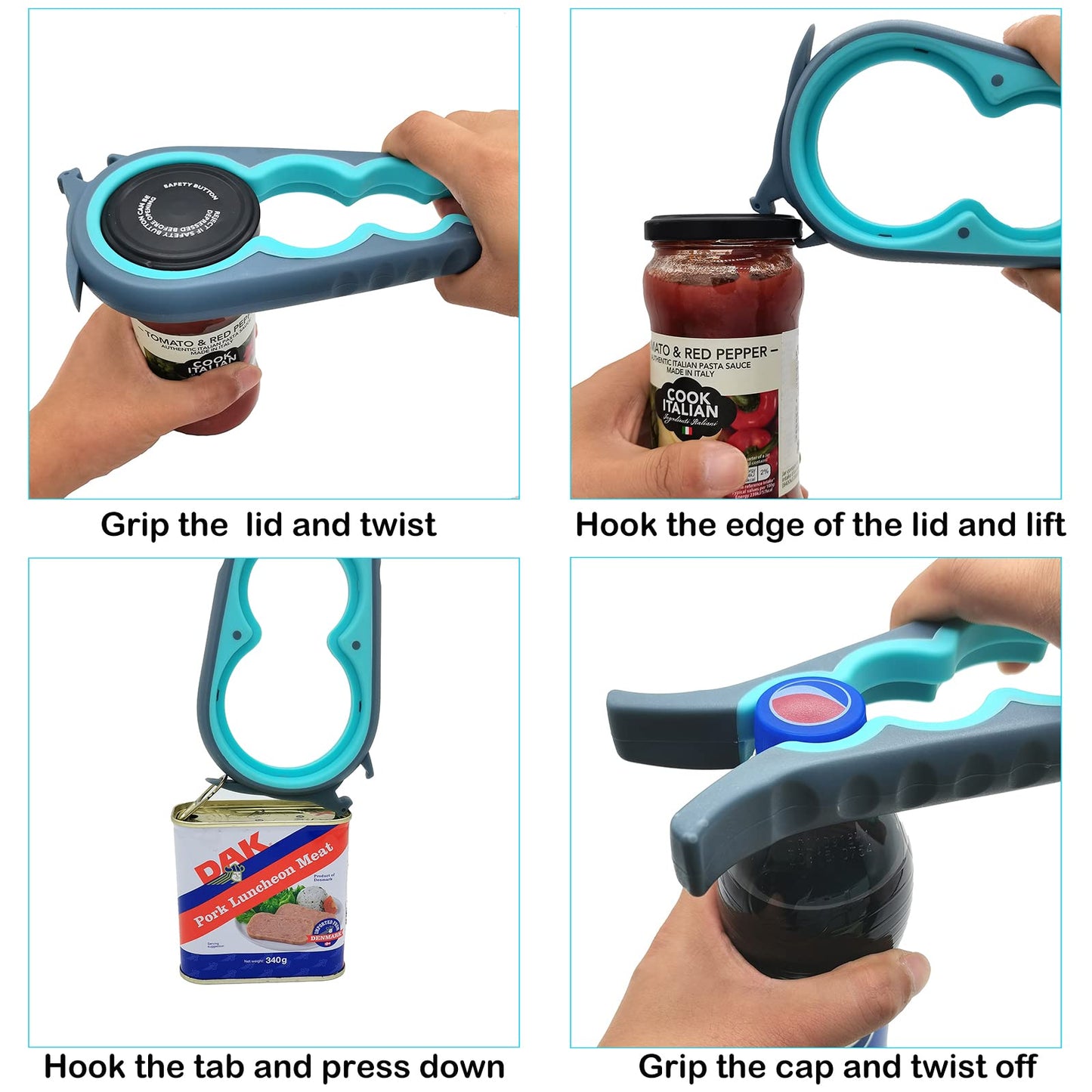 Otstar Jar Opener Bottle Opener and Can Opener for Weak hands, Seniors with Arthritis and Anyone with Low Strength