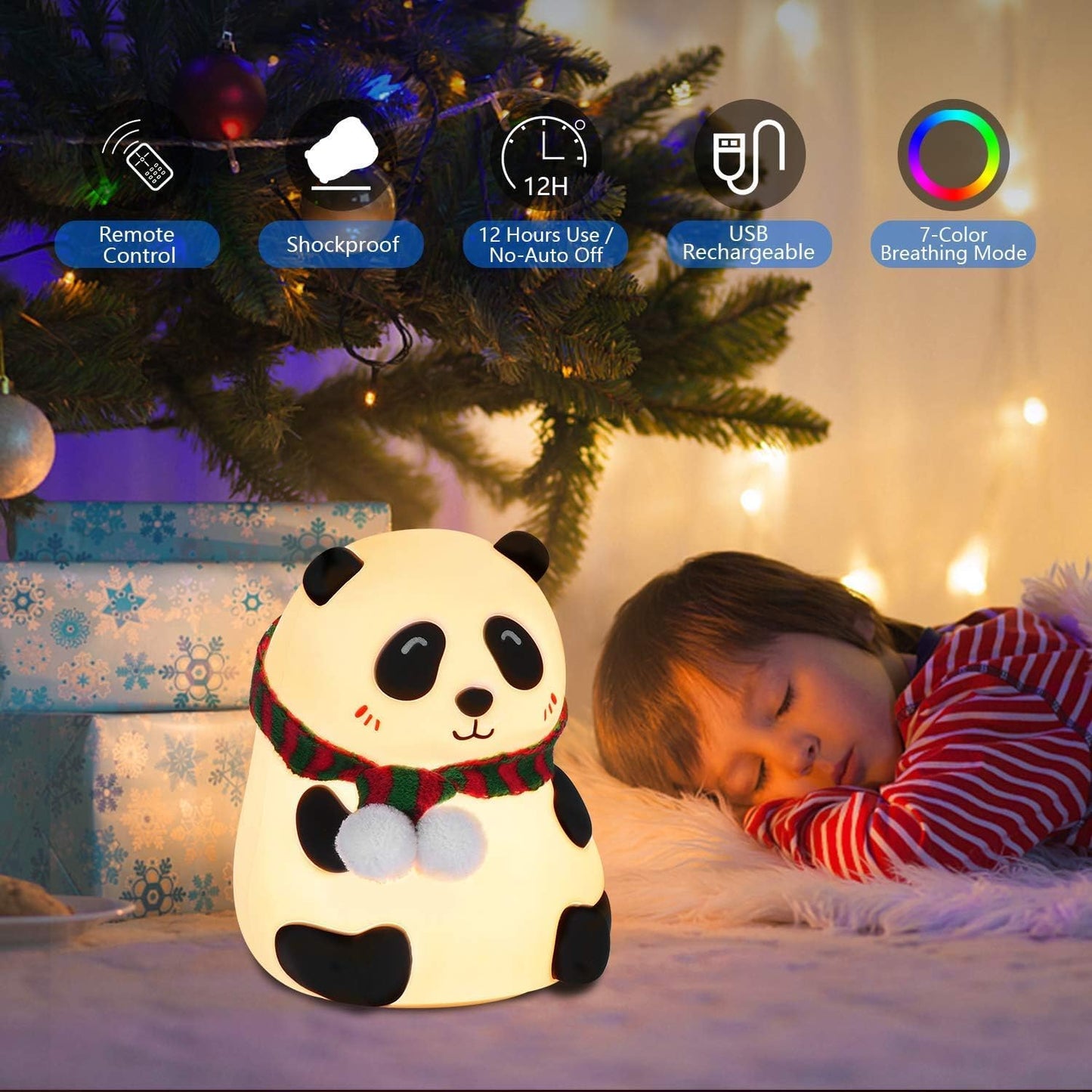 One94Store Rechargeable Silicone Panda Night Light for Kids
