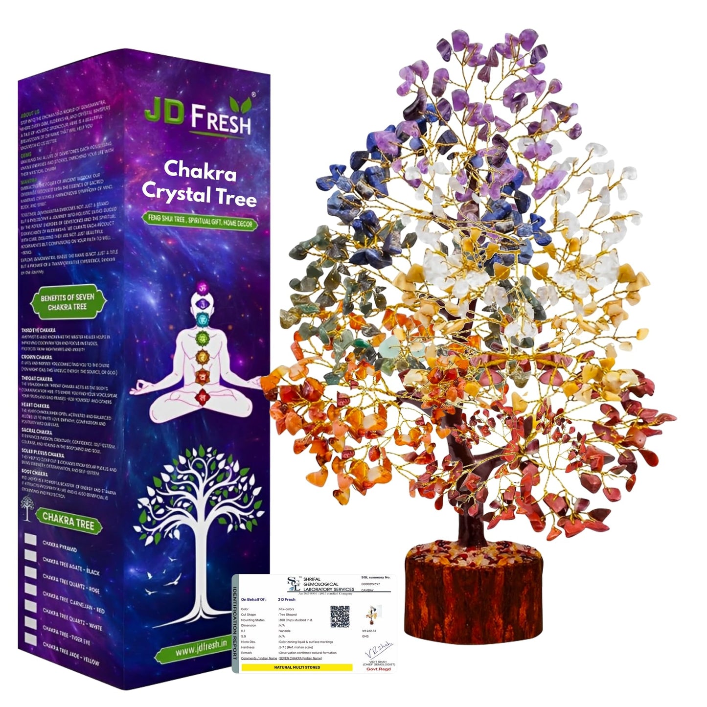 JD FRESH 300 Beads Crystal Tree/7 Chakra Crystal Tree